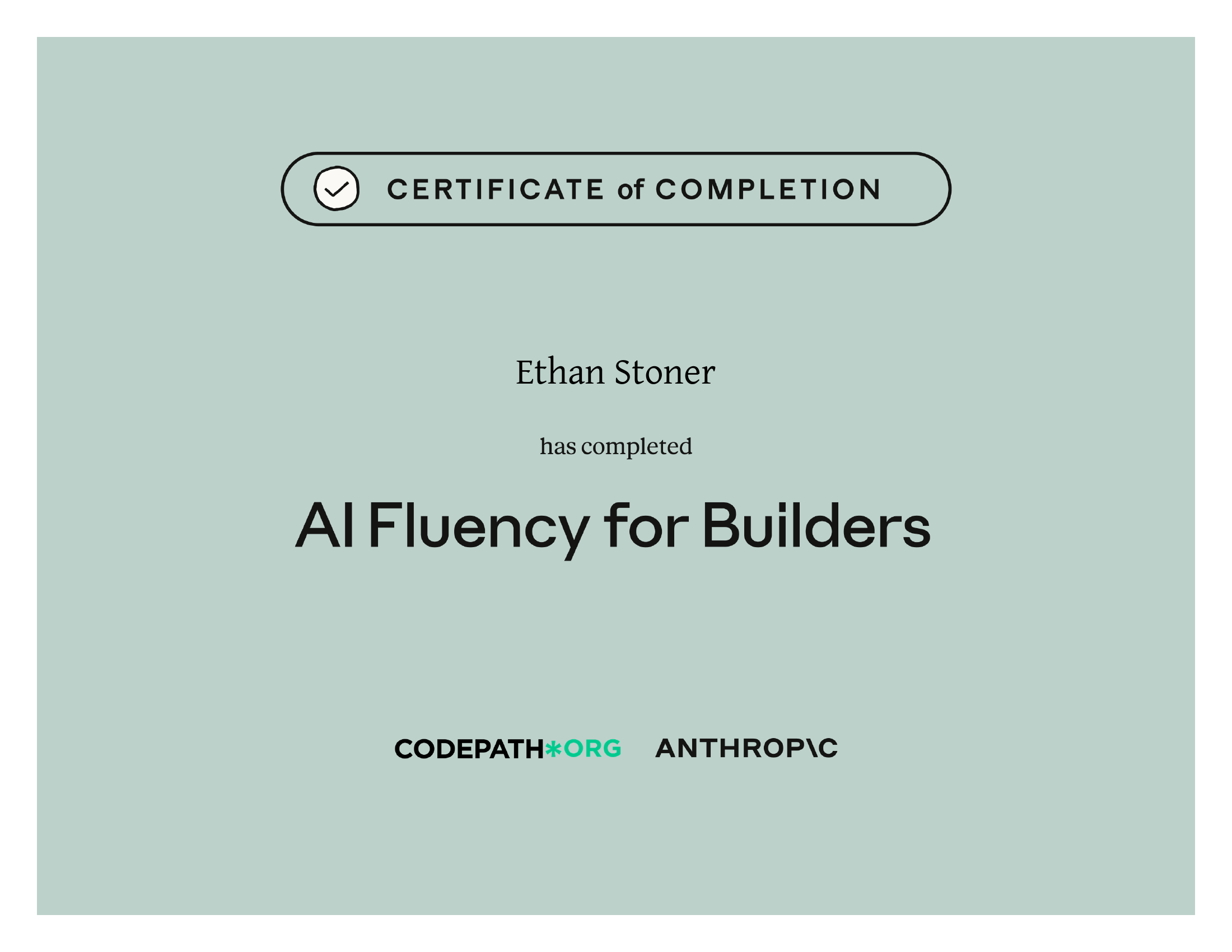 AI Fluency for Builders — Certificate of Completion