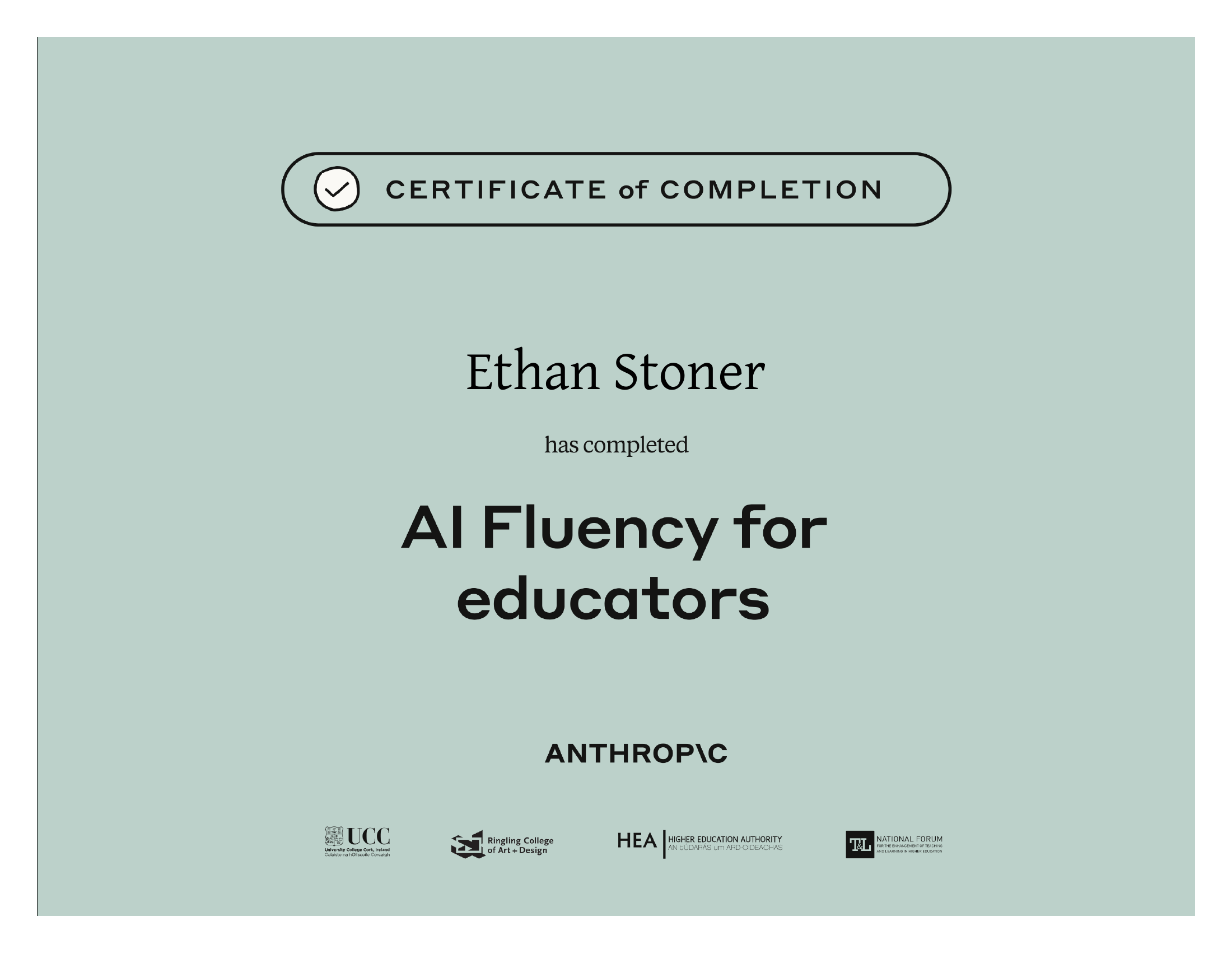 AI Fluency for Educators — Certificate of Completion