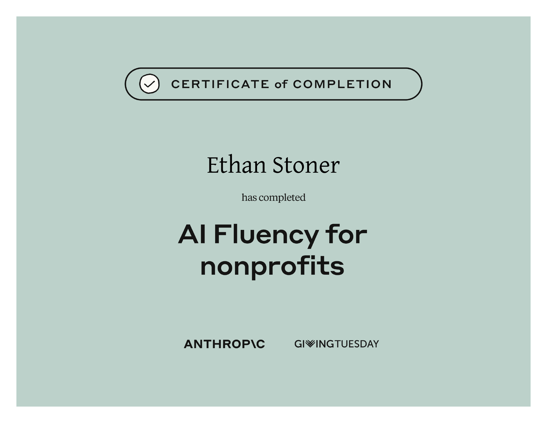 AI Fluency for Nonprofits — Certificate of Completion