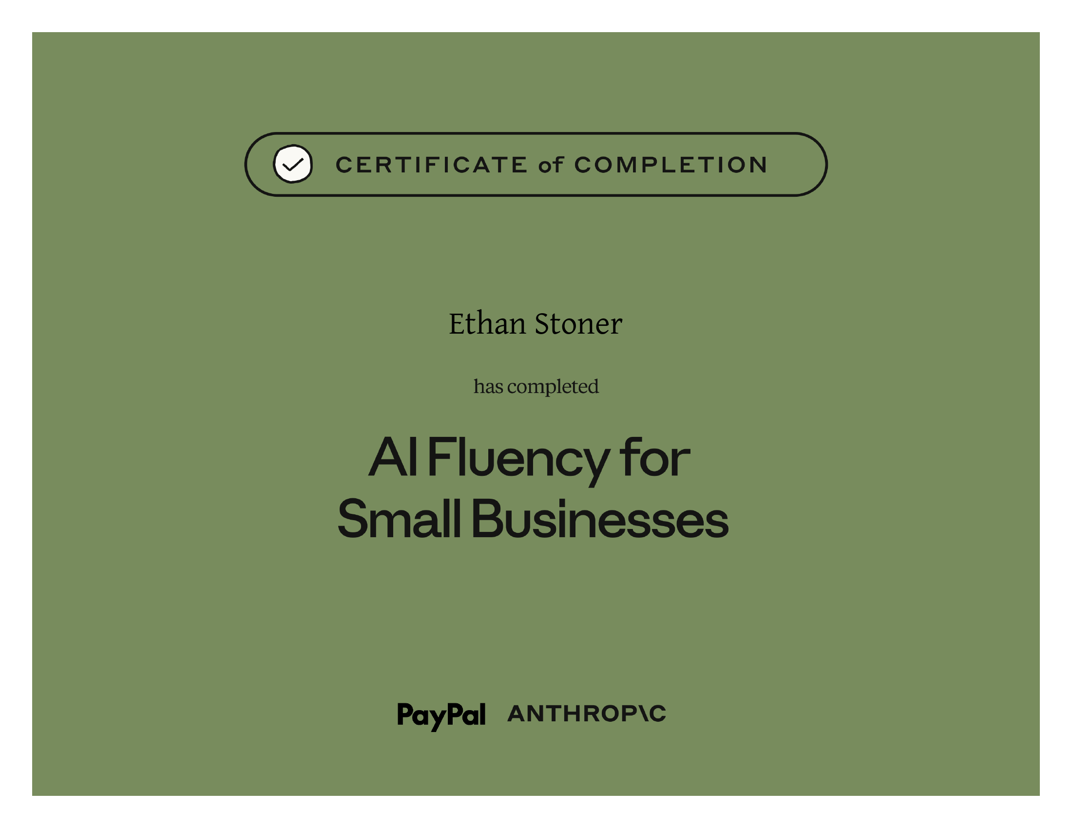 AI Fluency for Small Businesses — Certificate of Completion
