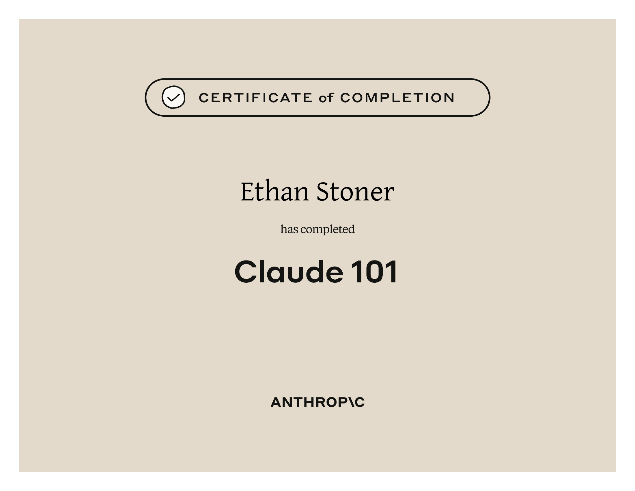 Claude 101 — Certificate of Completion