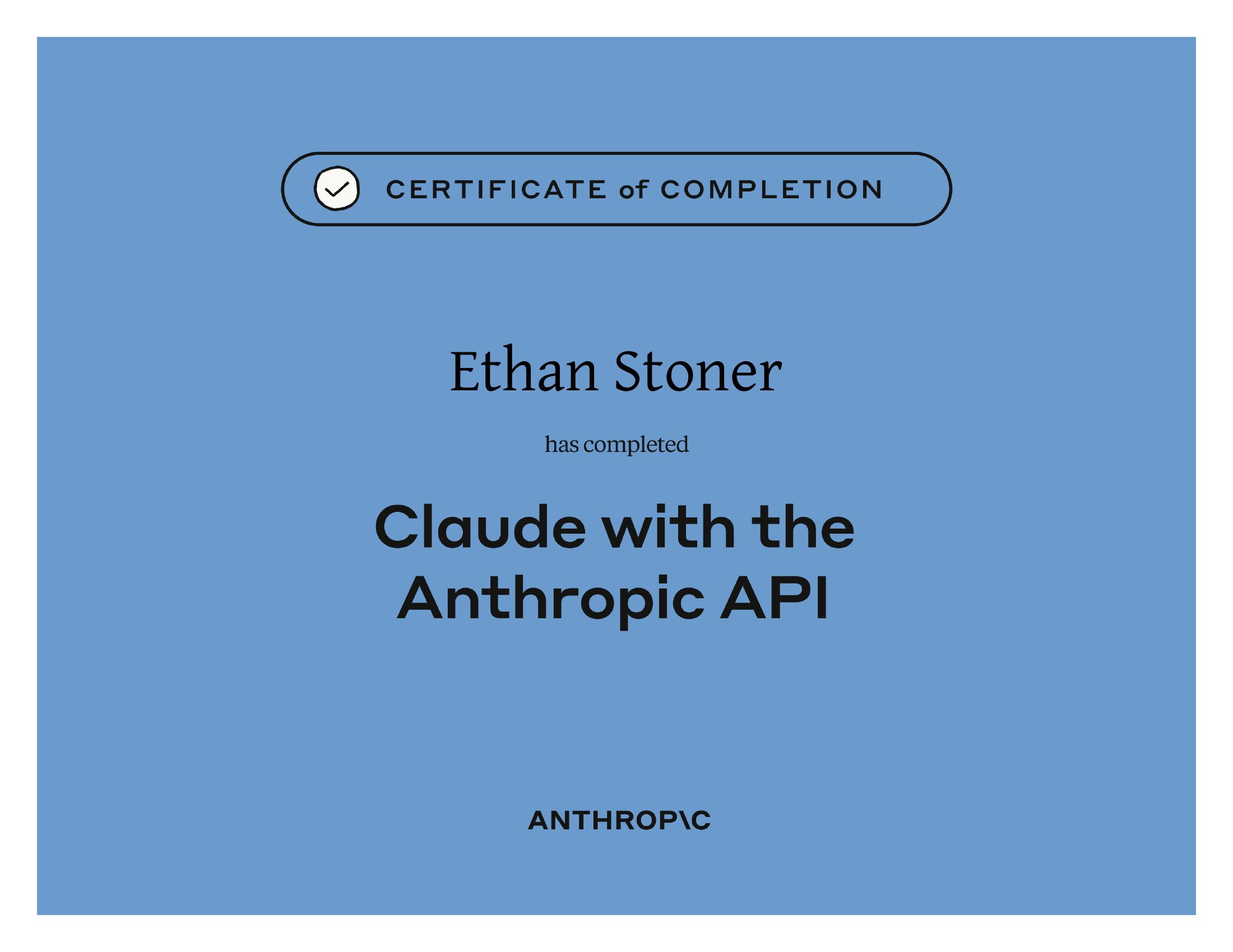 Claude with the Anthropic API — Certificate of Completion