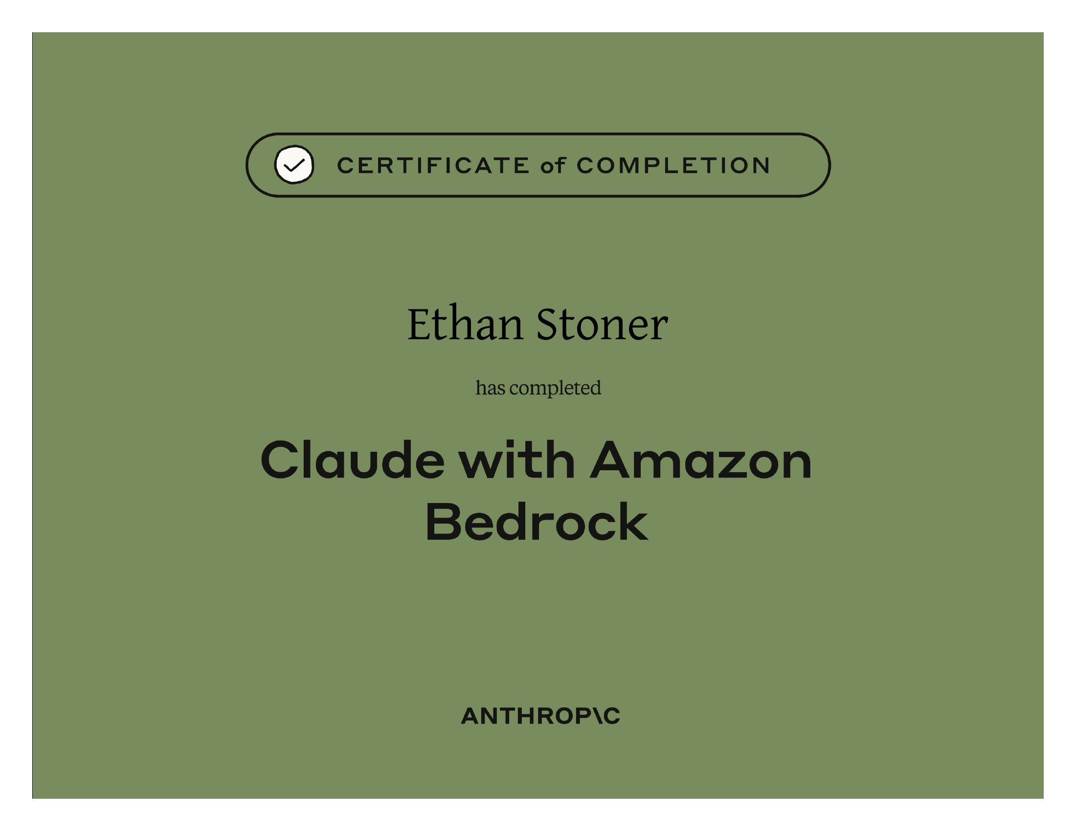 Claude with Amazon Bedrock — Certificate of Completion