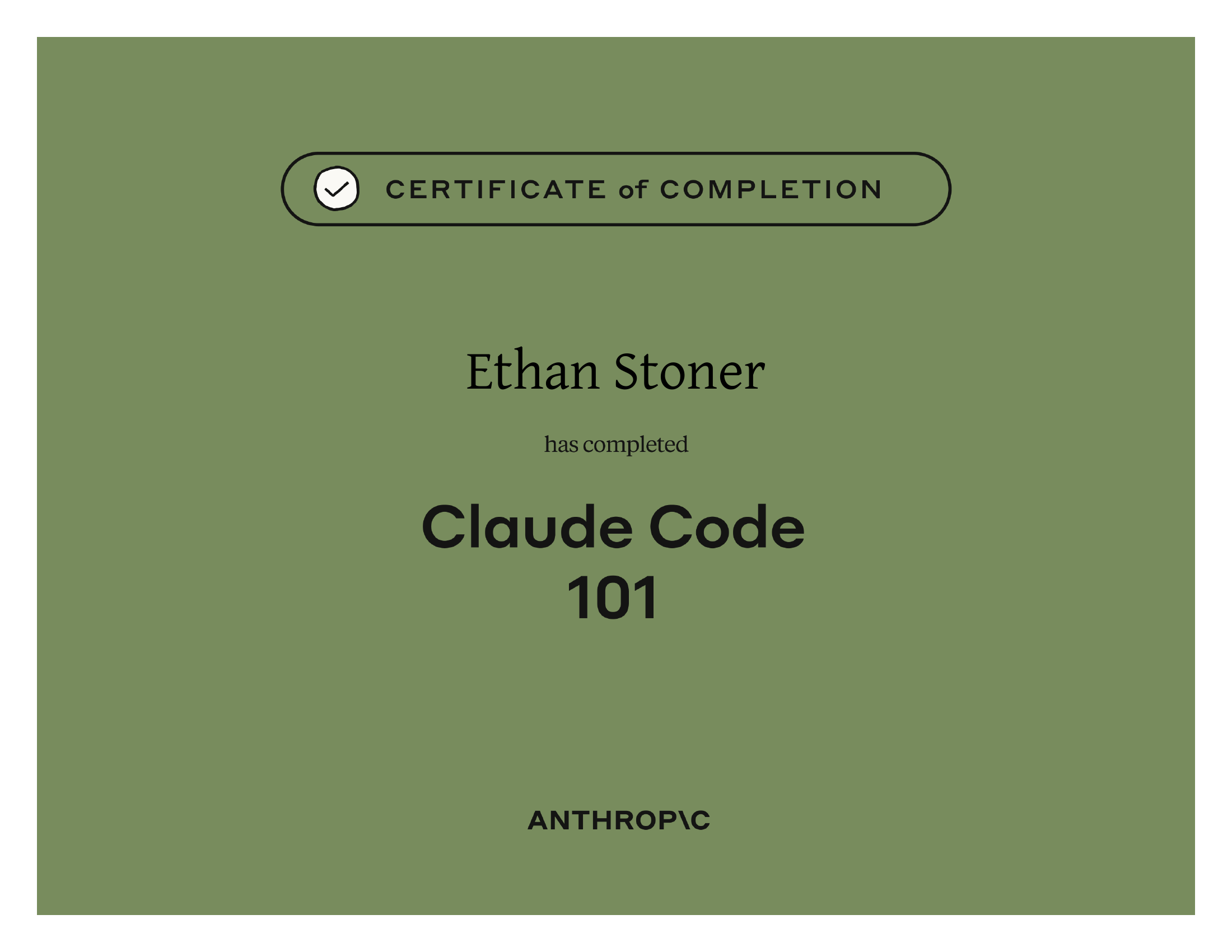 Claude Code 101 — Certificate of Completion