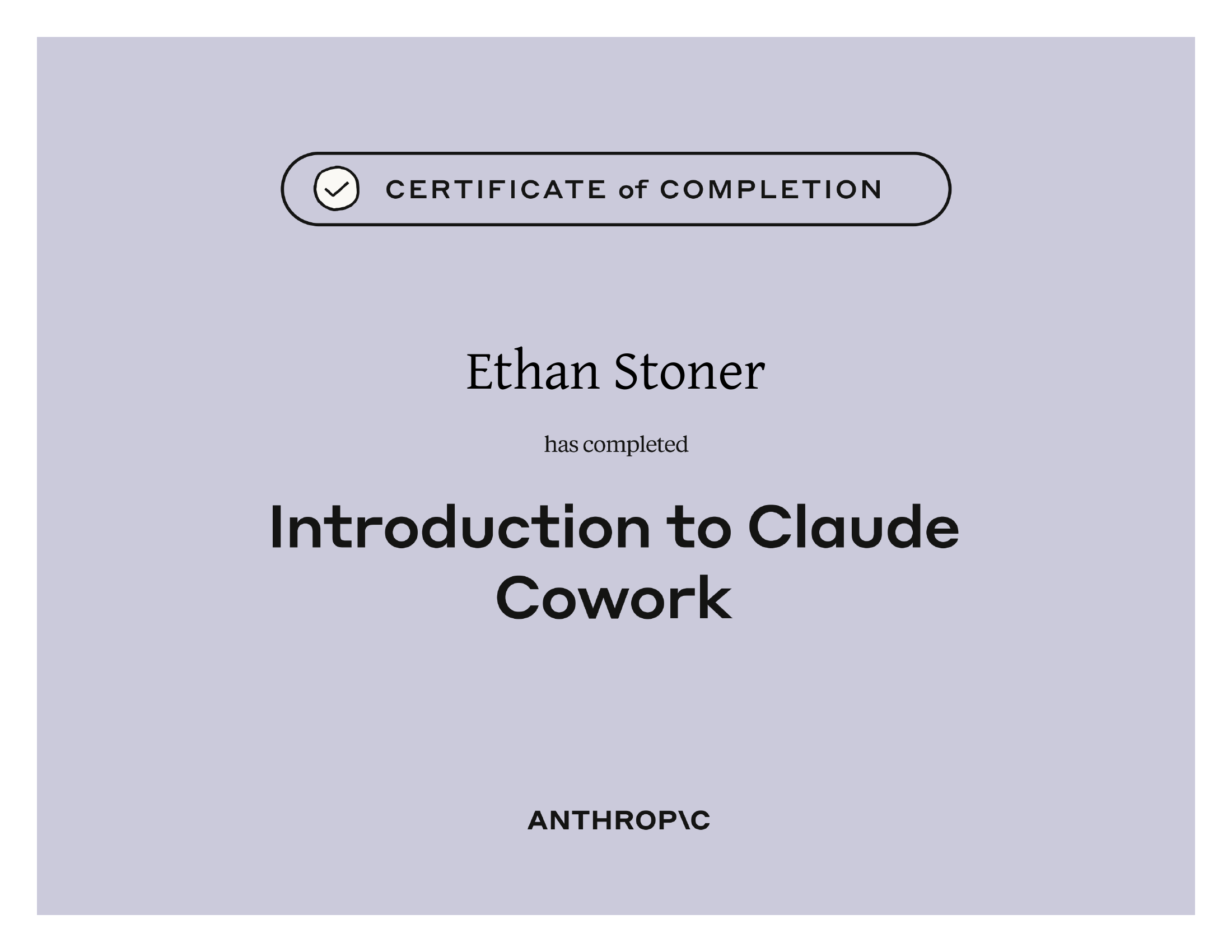 Introduction to Claude Cowork — Certificate of Completion