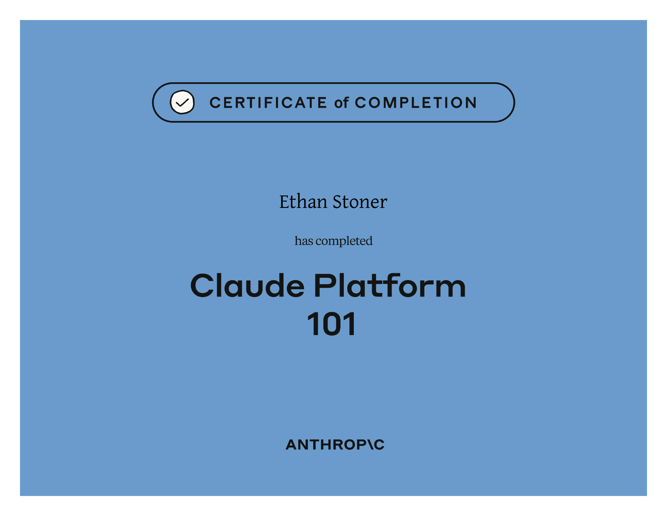 Claude Platform 101 — Certificate of Completion
