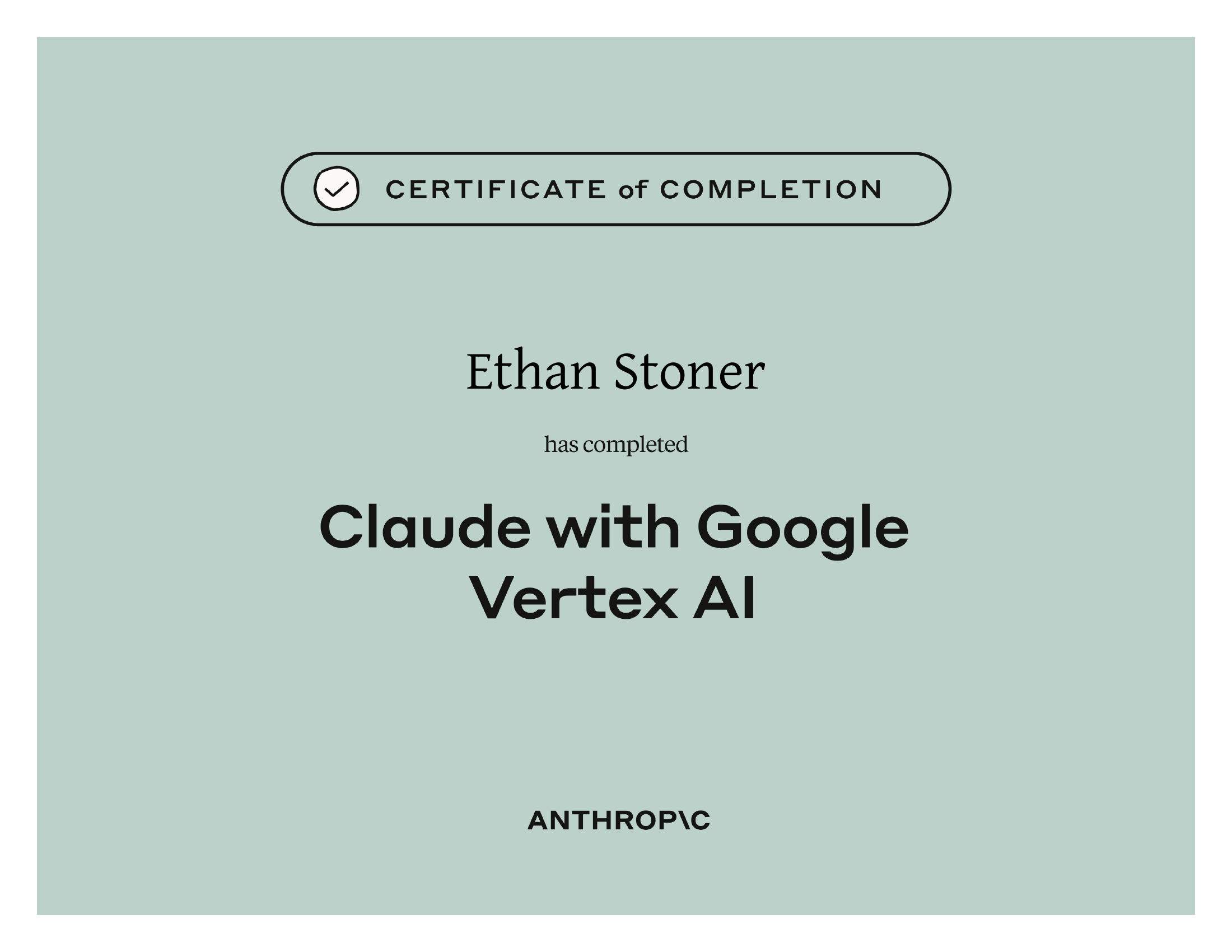 Claude with Google Vertex AI — Certificate of Completion