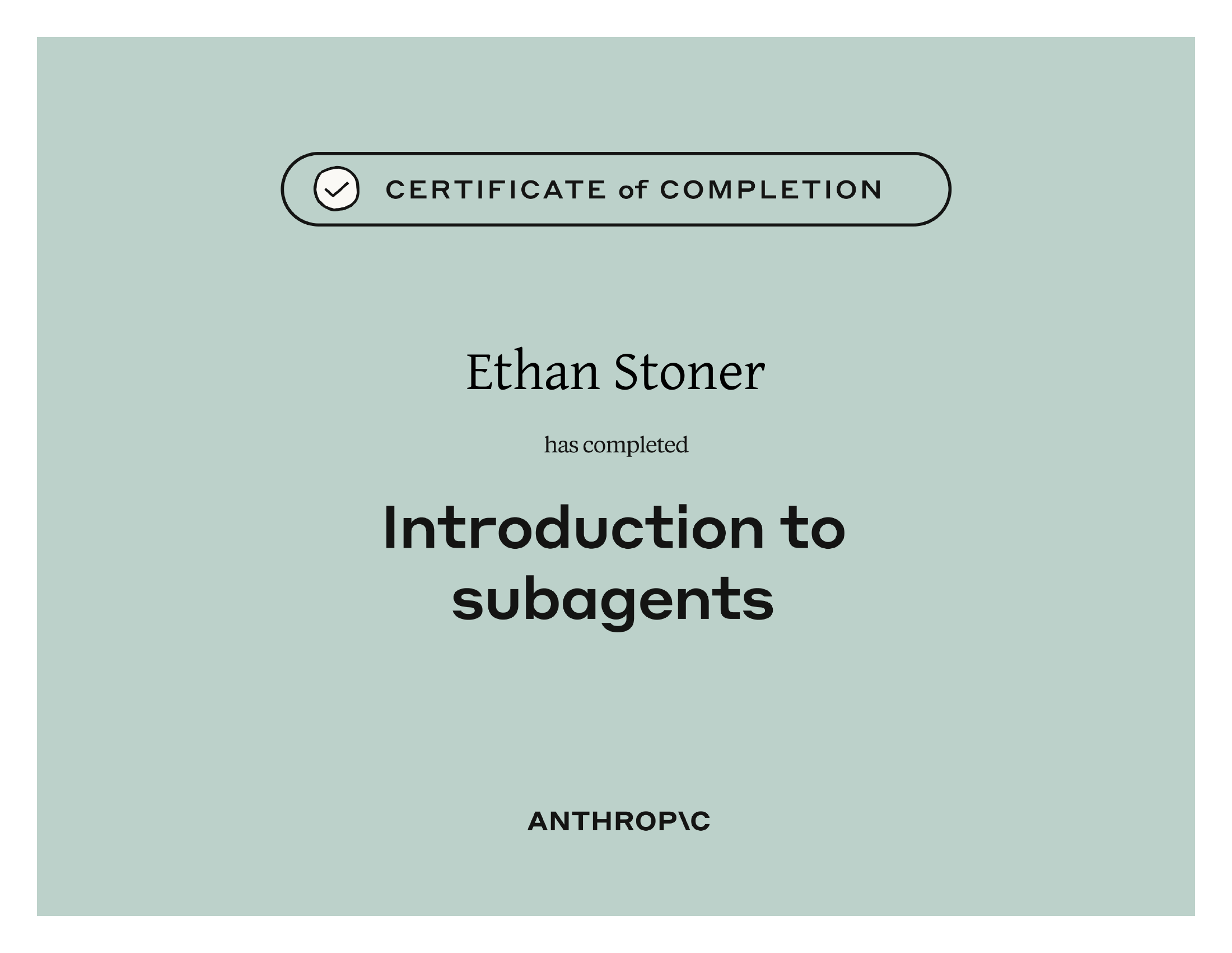Introduction to Subagents — Certificate of Completion
