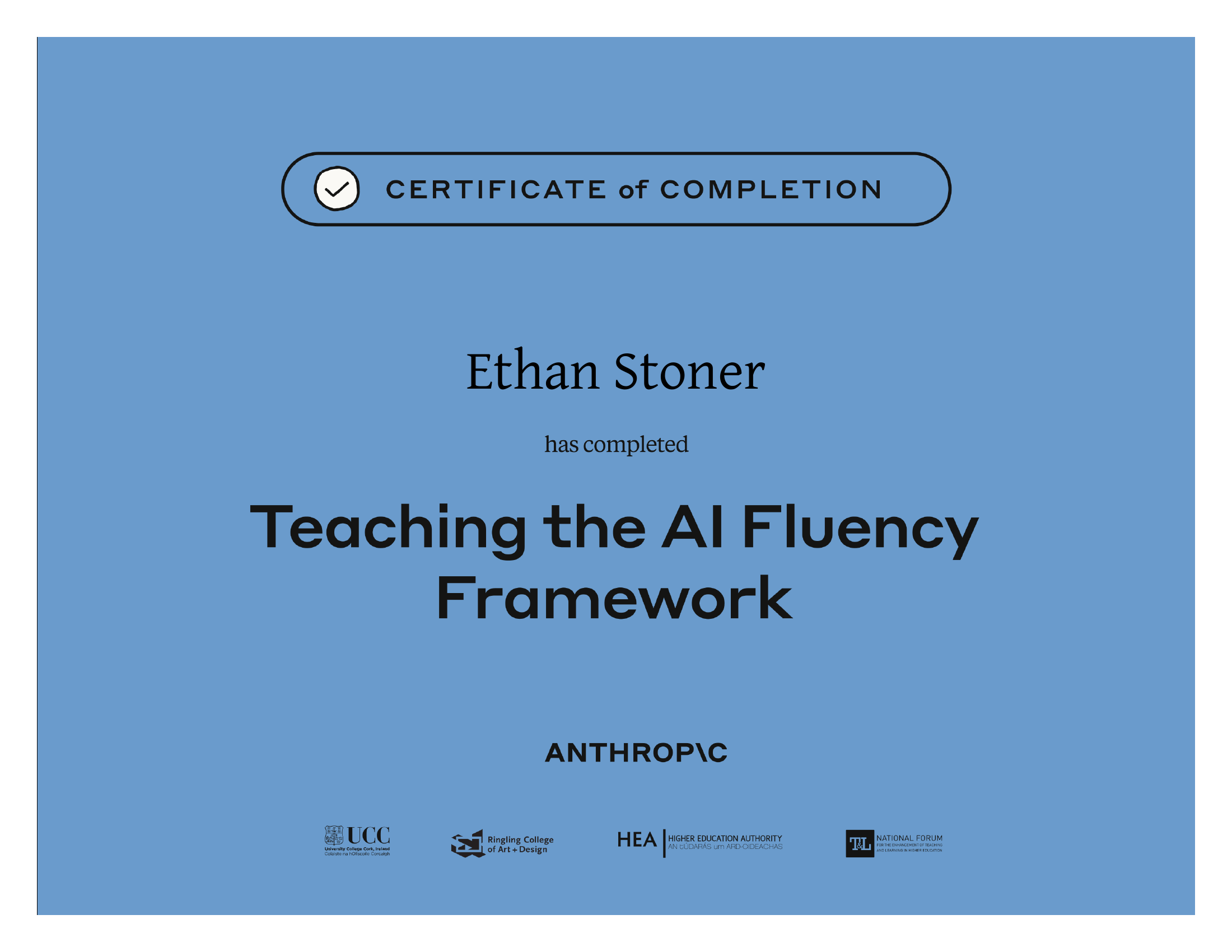 Teaching the AI Fluency Framework — Certificate of Completion